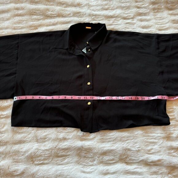 NWT Tahari Black Collared Button Up Blouse Top - Picture 8 of 14